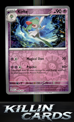 Reverse Holofoil Kirlia - 028/091 028/091 Pokemon Uncommon SV: Paldean Fates Car