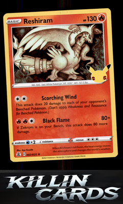 Reshiram 002/025 Pokemon Holo Rare Celebrations Card NM