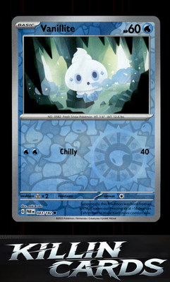 Reverse Holofoil Vanillite 043/182 Pokemon Common SV04: Paradox Rift Card NM
