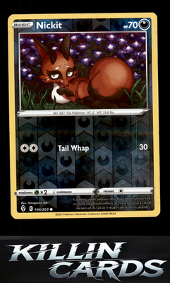 Reverse Holofoil Nickit 104/203 Pokemon Common SWSH07: Evolving Skies Card NM