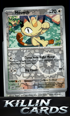 Reverse Holofoil Meowth 052/165 Pokemon Common SV: Scarlet & Violet 151 Card NM