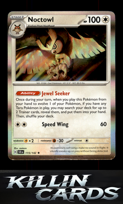 Noctowl 115/142 Pokemon Rare SV07: Stellar Crown Card NM