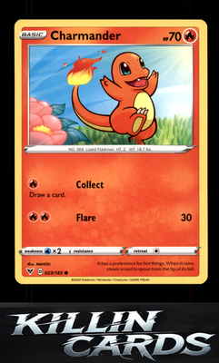 Charmander 023/185 Pokemon Common SWSH04: Vivid Voltage Card NM