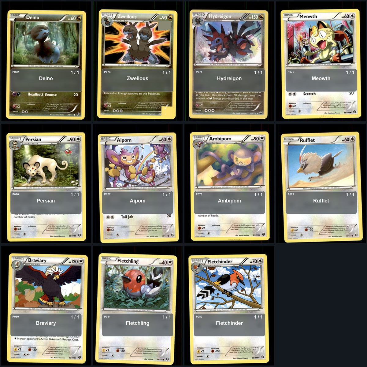 Pokemon TCG XY - Steam Siege C/UC/R Standard Set 80 Cards