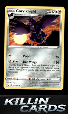 Corviknight 135/202 Pokemon Rare SWSH01: Sword & Shield Base Set Card NM