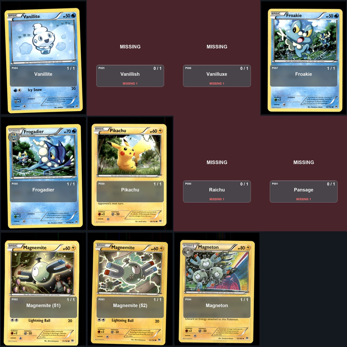 Pokemon TCG XY - BREAKthrough C/UC/R Standard Set 87 Cards