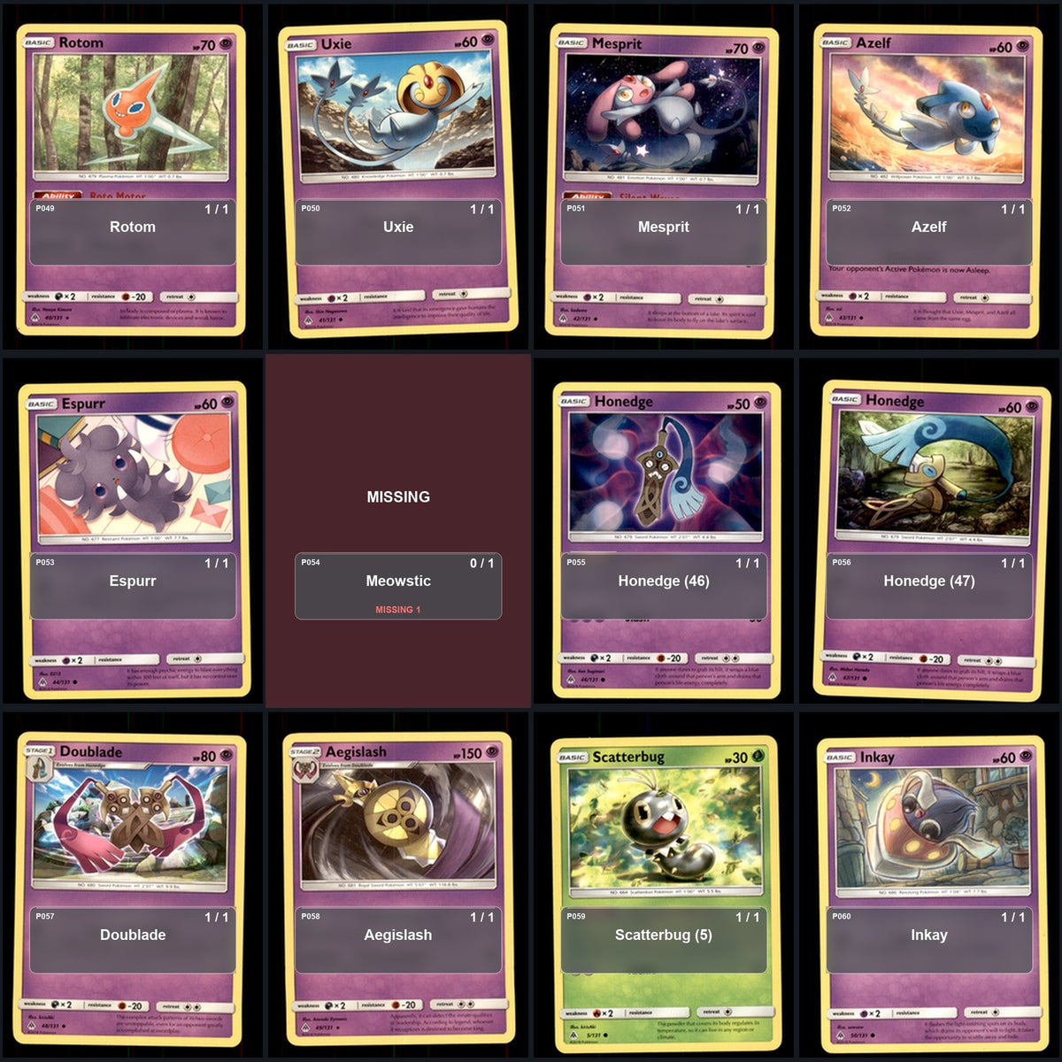 Pokemon TCG SM - Forbidden Light C/UC/R Standard Set 81 Cards