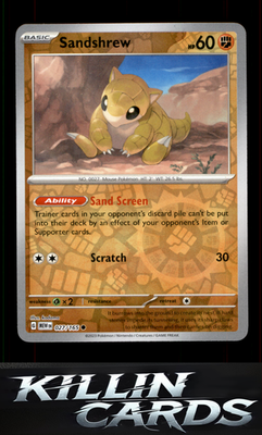 Reverse Holofoil Sandshrew 027/165 Pokemon Common SV: Scarlet & Violet 151 Card