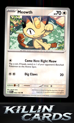 Meowth 052/165 Pokemon Common SV: Scarlet & Violet 151 Card NM