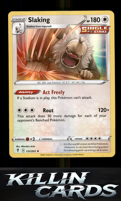 Slaking 131/203 Pokemon Holo Rare SWSH07: Evolving Skies Card NM