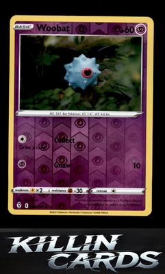 Reverse Holofoil Woobat 068/203 Pokemon Common SWSH07: Evolving Skies Card NM