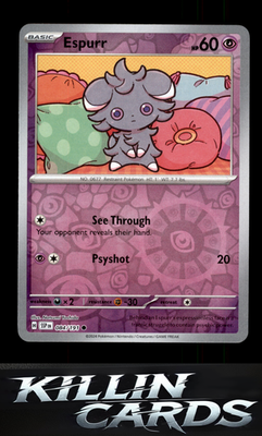 Reverse Holofoil Espurr 084/191 Pokemon Common SV08: Surging Sparks Card NM