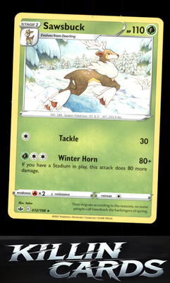 Sawsbuck 012/198 Pokemon Rare SWSH06: Chilling Reign Card NM