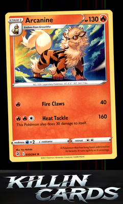 Arcanine 033/264 Pokemon Rare SWSH08: Fusion Strike Card NM