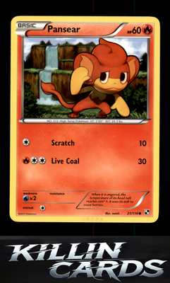 Pansear 21/114 Pokemon Common Black and White Card NM