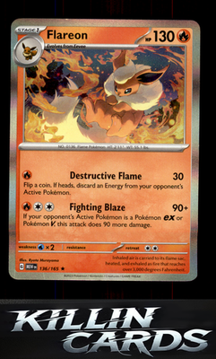 Flareon 136/165 Pokemon Rare SV: Scarlet & Violet 151 Card NM