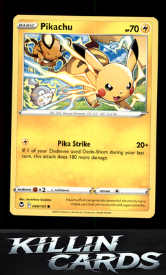 Pikachu 049/195 Pokemon Common SWSH12: Silver Tempest Card NM