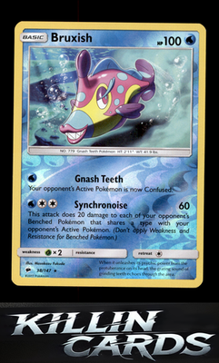 Reverse Holofoil Bruxish 38/147 Pokemon Rare SM - Burning Shadows Card NM