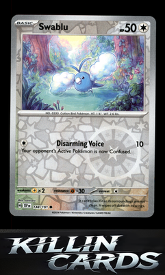 Reverse Holofoil Swablu 148/191 Pokemon Common SV08: Surging Sparks Card NM