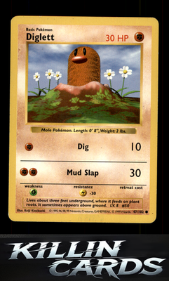 Diglett 047/102 Pokemon Common Base Set (Shadowless) Card LP