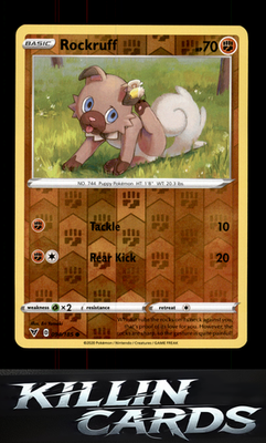 Reverse Holofoil Rockruff 094/185 Pokemon Common SWSH04: Vivid Voltage Card NM