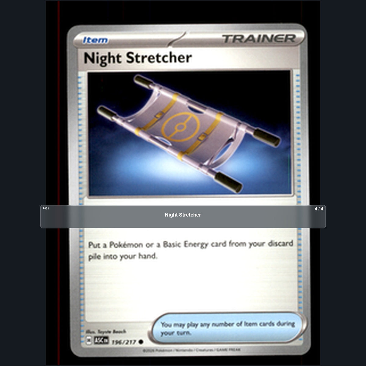 Pokemon TCG Night Stretcher Trainer Card Playset 4 Cards
