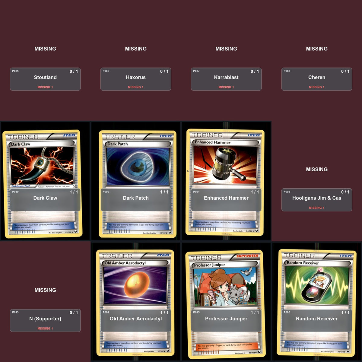 Pokemon TCG Dark Explorers C/UC/R Standard Set 38 Cards