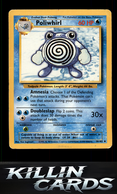 Poliwhirl 038/102 Pokemon Uncommon Base Set Card LP