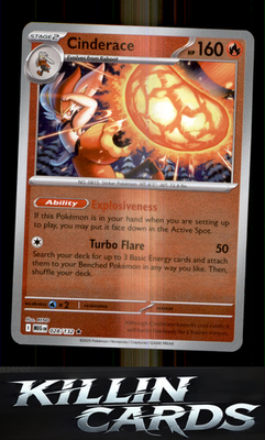Reverse Holofoil Cinderace 028/132 Pokemon Rare ME01: Mega Evolution Card NM