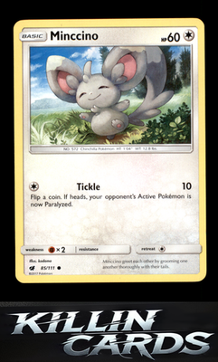 Minccino 85/111 Pokemon Common SM - Crimson Invasion Card NM
