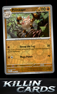 Reverse Holofoil Primeape 099/191 Pokemon Common SV08: Surging Sparks Card NM