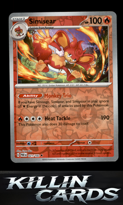 Reverse Holofoil Simisear 021/182 Pokemon Uncommon SV04: Paradox Rift Card NM