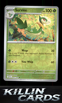 Reverse Holofoil Servine 002/086 Pokemon Common SV: Black Bolt Card NM