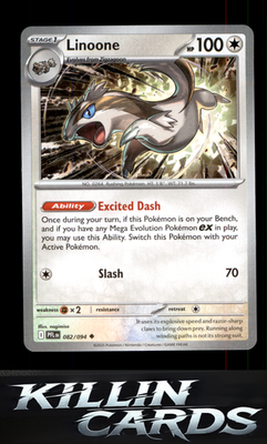 Linoone 082/094 Pokemon Uncommon ME02: Phantasmal Flames Card NM
