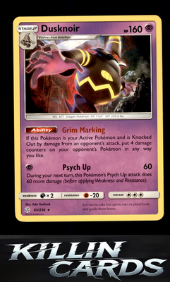 Dusknoir 85/236 Pokemon Holo Rare SM - Cosmic Eclipse Card NM