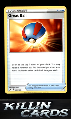 Great Ball 132/159 Pokemon Uncommon SWSH: Crown Zenith Card NM