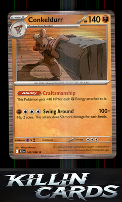 Conkeldurr 049/086 Pokemon Rare SV: Black Bolt Card NM
