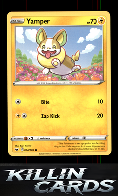 Yamper (074) 074/202 Pokemon Common SWSH01: Sword & Shield Base Set Card NM