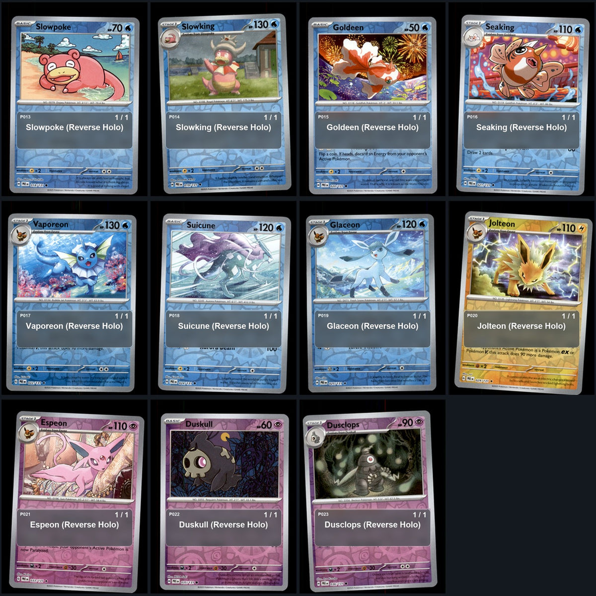Pokemon TCG SV: Prismatic Evolutions Reverse Holo Master Set 83 Reverse Holo