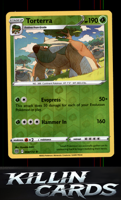 Reverse Holofoil Torterra 008/172 Pokemon Holo Rare SWSH09: Brilliant Stars Card