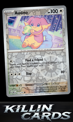 Reverse Holofoil Audino 173/197 Pokemon Common SV03: Obsidian Flames Card NM