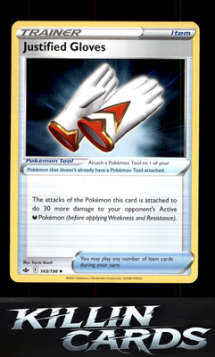 Justified Gloves 143/198 Pokemon Uncommon SWSH06: Chilling Reign Card NM