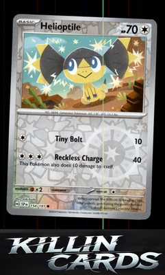 Reverse Holofoil Helioptile 154/191 Pokemon Common SV08: Surging Sparks Card NM