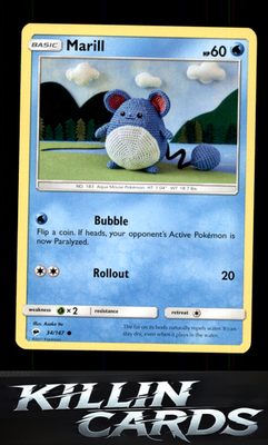 Marill 34/147 Pokemon Common SM - Burning Shadows Card NM