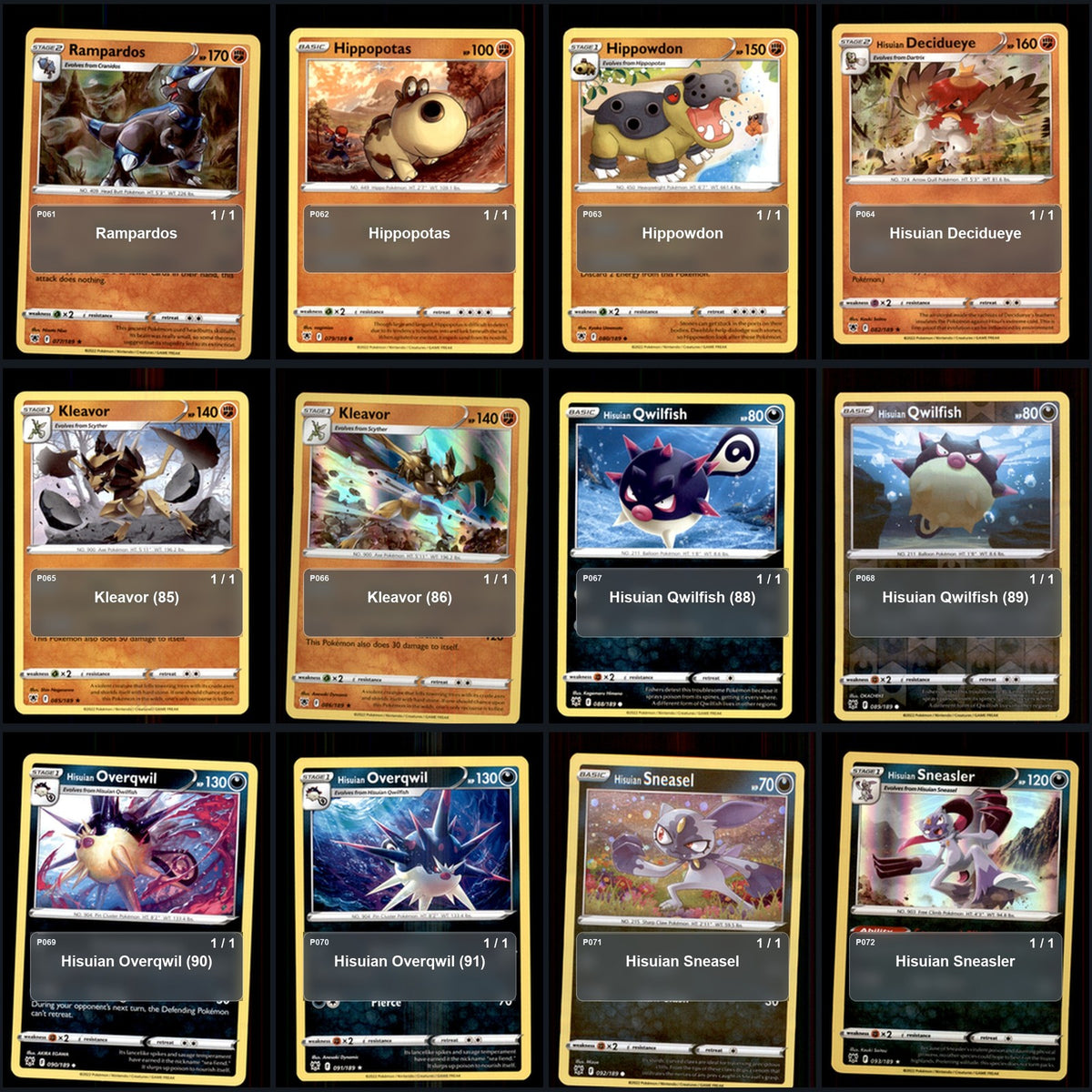 Pokemon TCG SWSH10: Astral Radiance C/UC/R Standard Set 100 Cards
