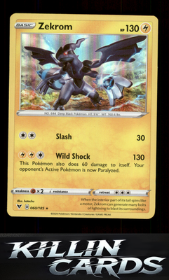 Zekrom 060/185 Pokemon Holo Rare SWSH04: Vivid Voltage Card NM