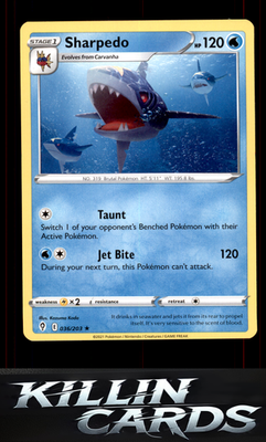 Sharpedo 036/203 Pokemon Rare SWSH07: Evolving Skies Card NM