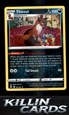 Thievul 105/203 Pokemon Rare SWSH07: Evolving Skies Card NM