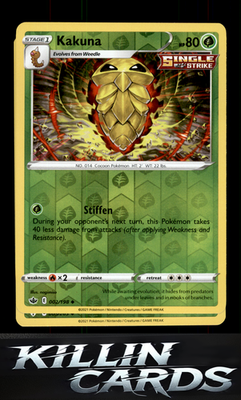 Reverse Holofoil Kakuna 002/198 Pokemon Uncommon SWSH06: Chilling Reign Card NM