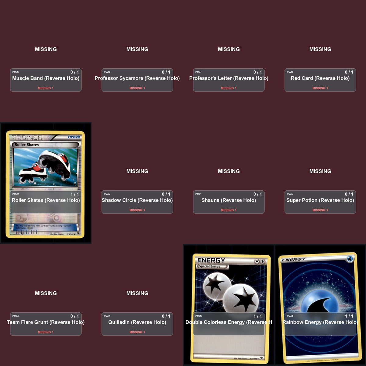 Pokemon TCG XY Base Set Reverse Holo Master Set 7 Reverse Holo Card Collection
